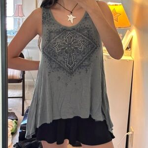 Rock & Republic tank top with sparkly cross detailing